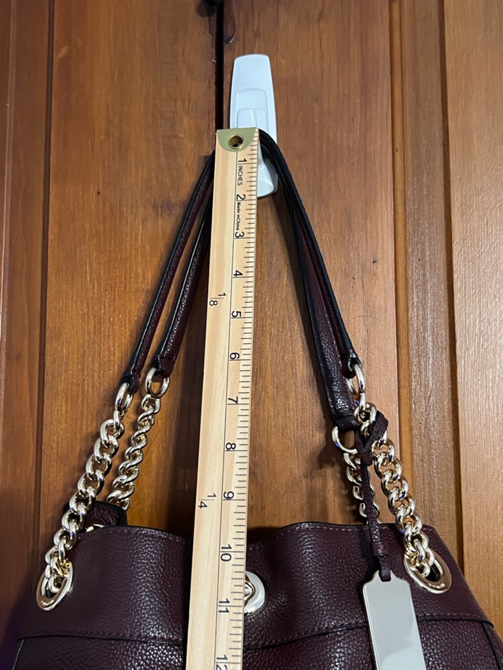 Coach Edie Turnlock Shoulder Bag Burgundy Pebbled Leather Gold Chain Strap EUC - Picture 12 of 16